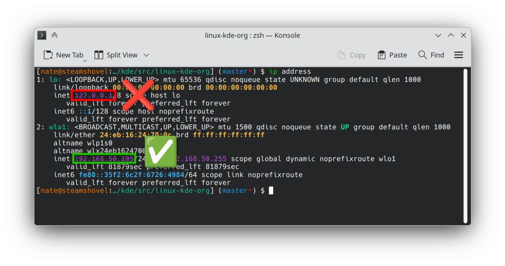 Depiction of finding the correct IP address