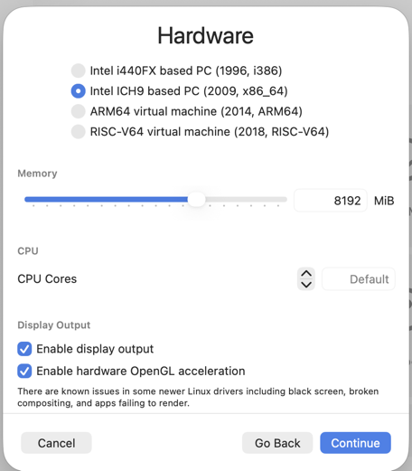 Configurações de hardware do UTM